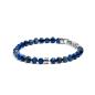 Preview: Armband mit 6 mm blauem Tigerauge-Stein und Titanelement - Hexa Dark Blue